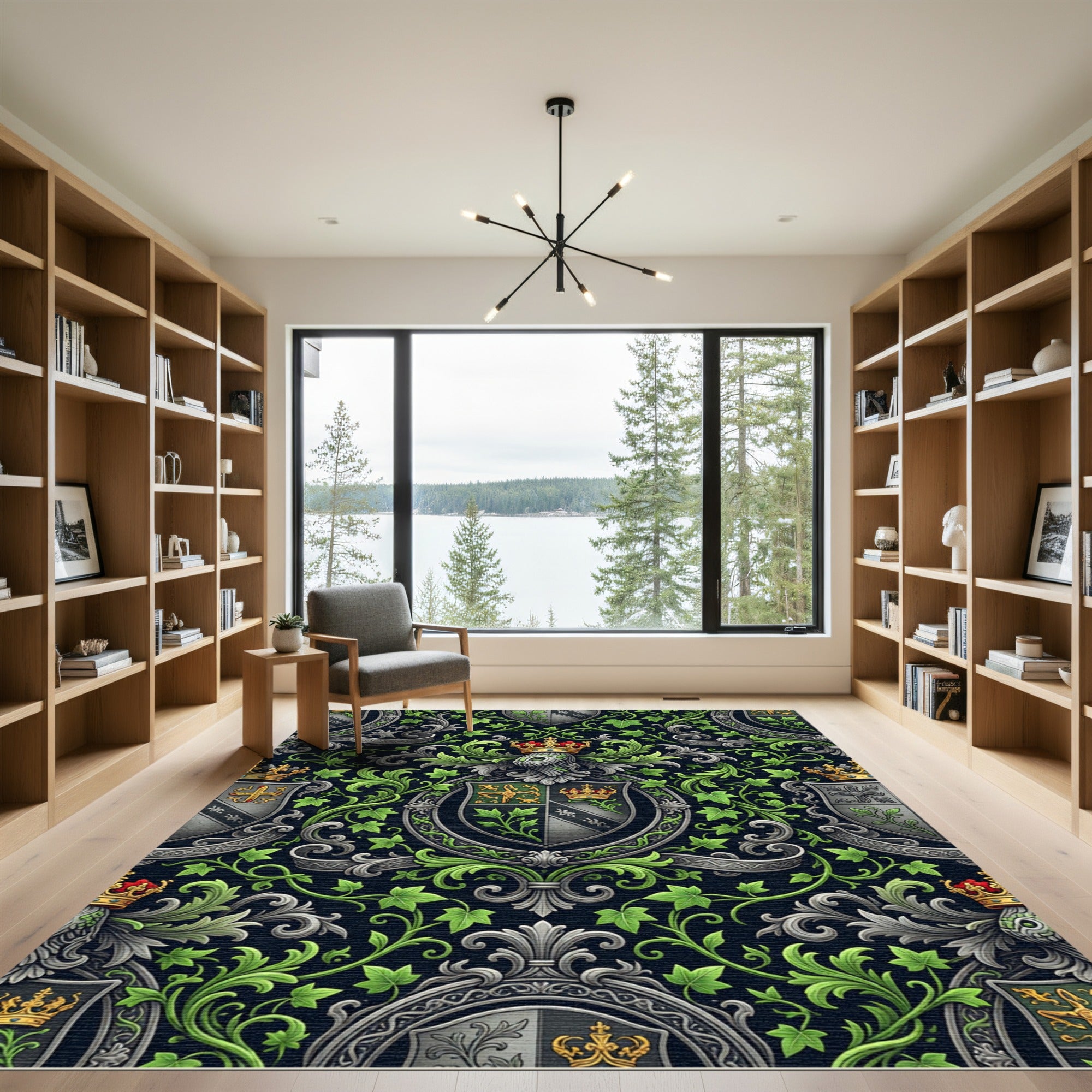 Gothic Emerald Ivy Coat of Arms Rug