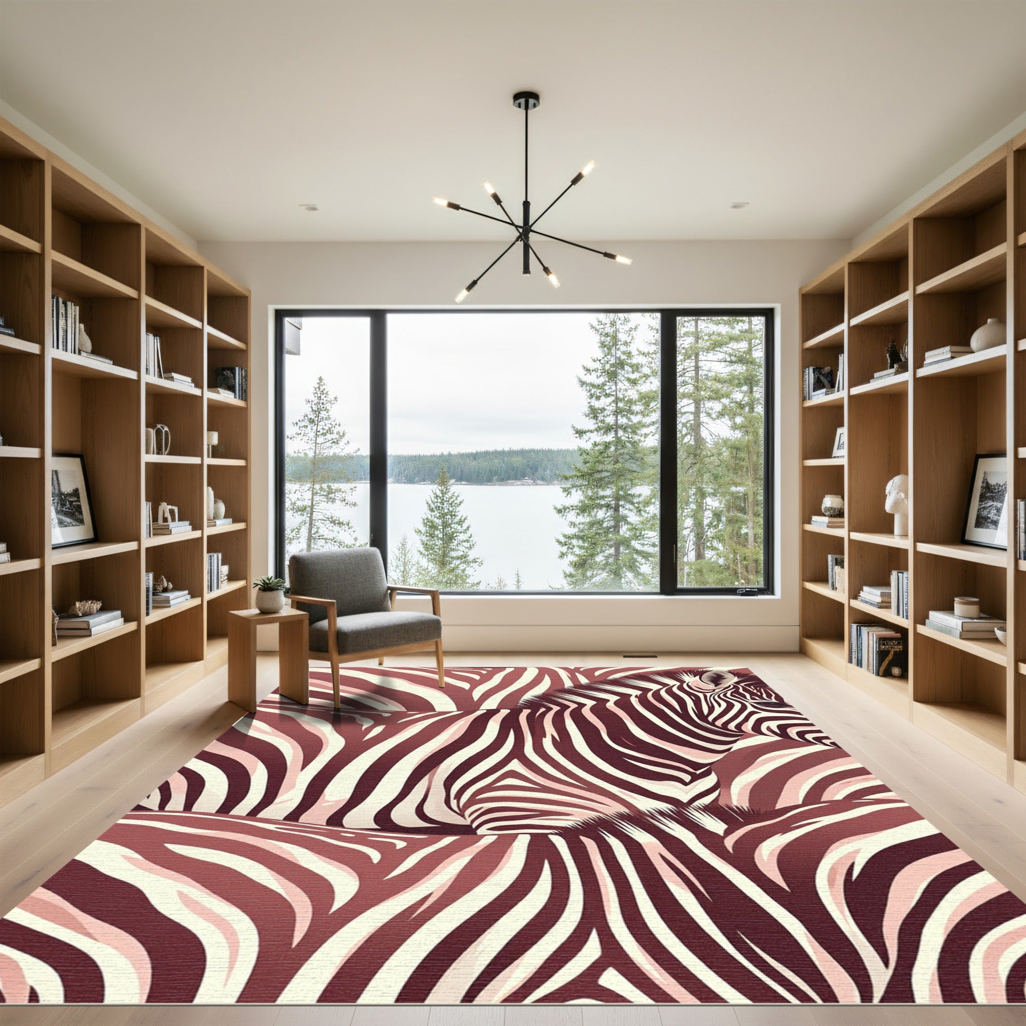 Rose Gold Zebra Stripe Abstraction Rug
