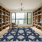 Modern Gothic Arch Royal Blue Gray Geometric Rug
