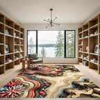 Abstract Coastal Coral Reef Layered Landscape Rug