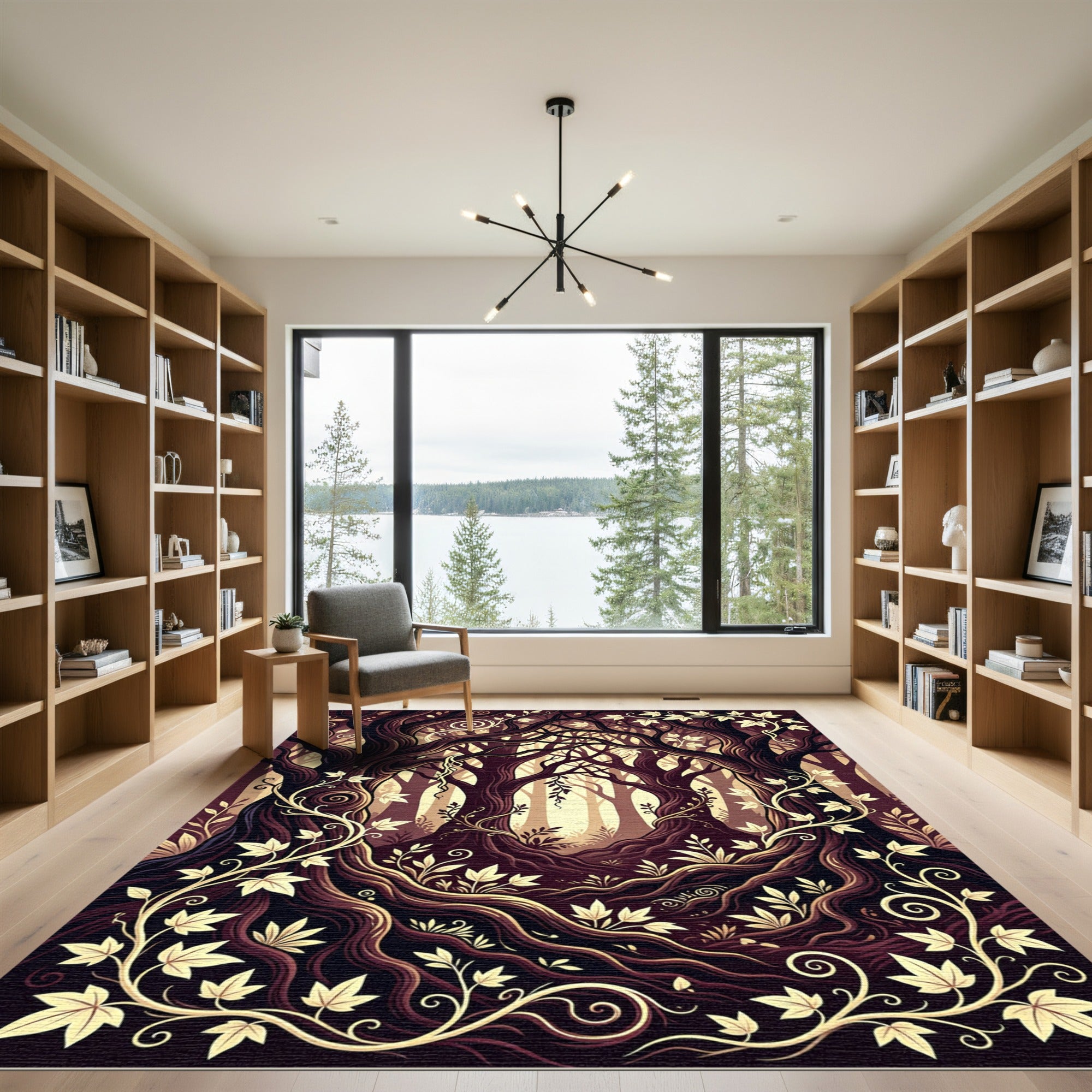 Enchanted Forest Golden Vine Woodland Rug