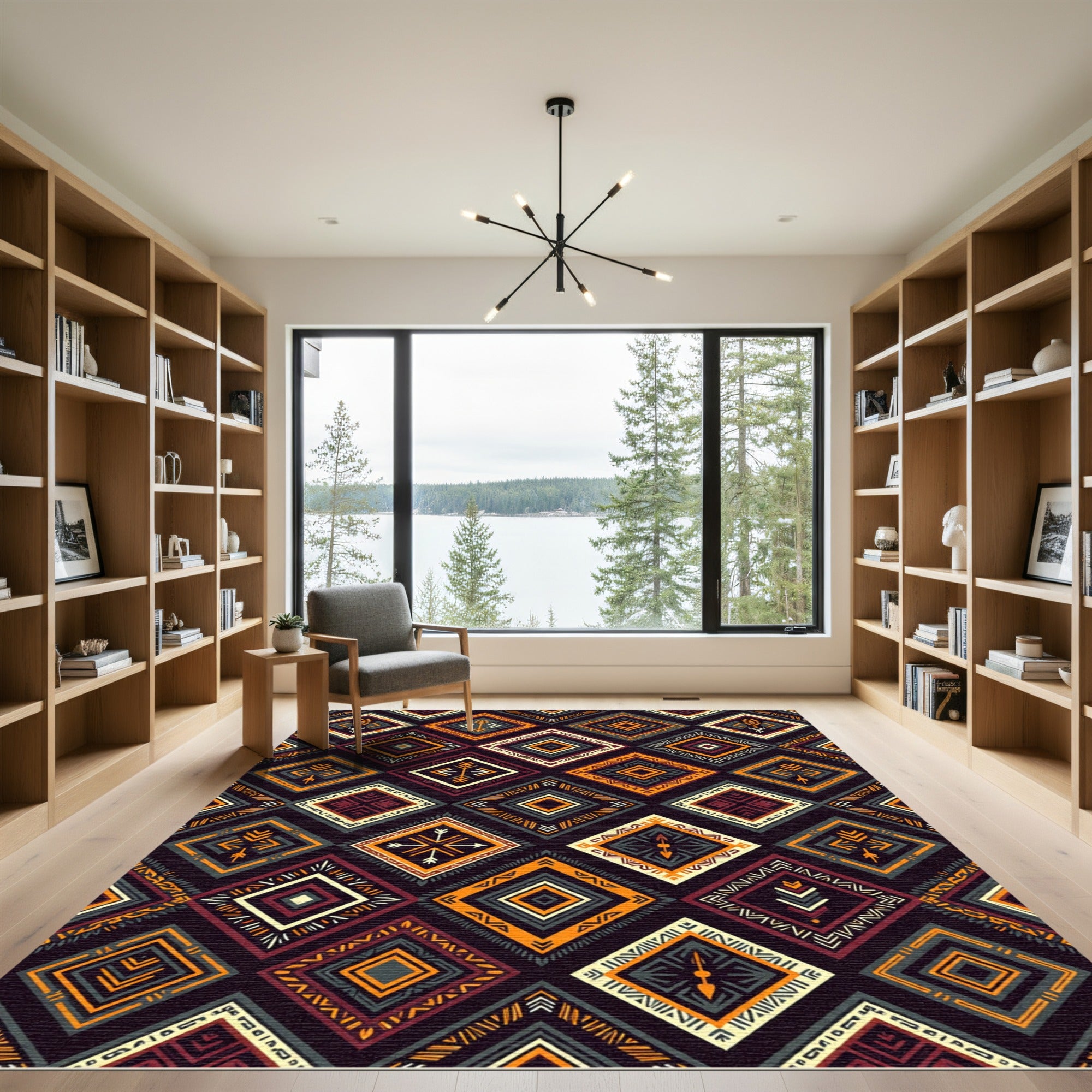 Vibrant Boho Geometric Diamond Art Rug
