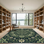 Sage Green Botanical Mandala Medallion Rug