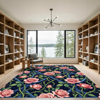 Romantic Pink Rose Trellis Floral Rug