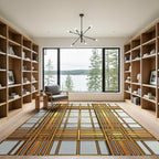 Luxurious Gold Grid Geometric Metallic Accent Rug