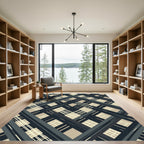 Monochromatic Abstract Line Plaid Rug