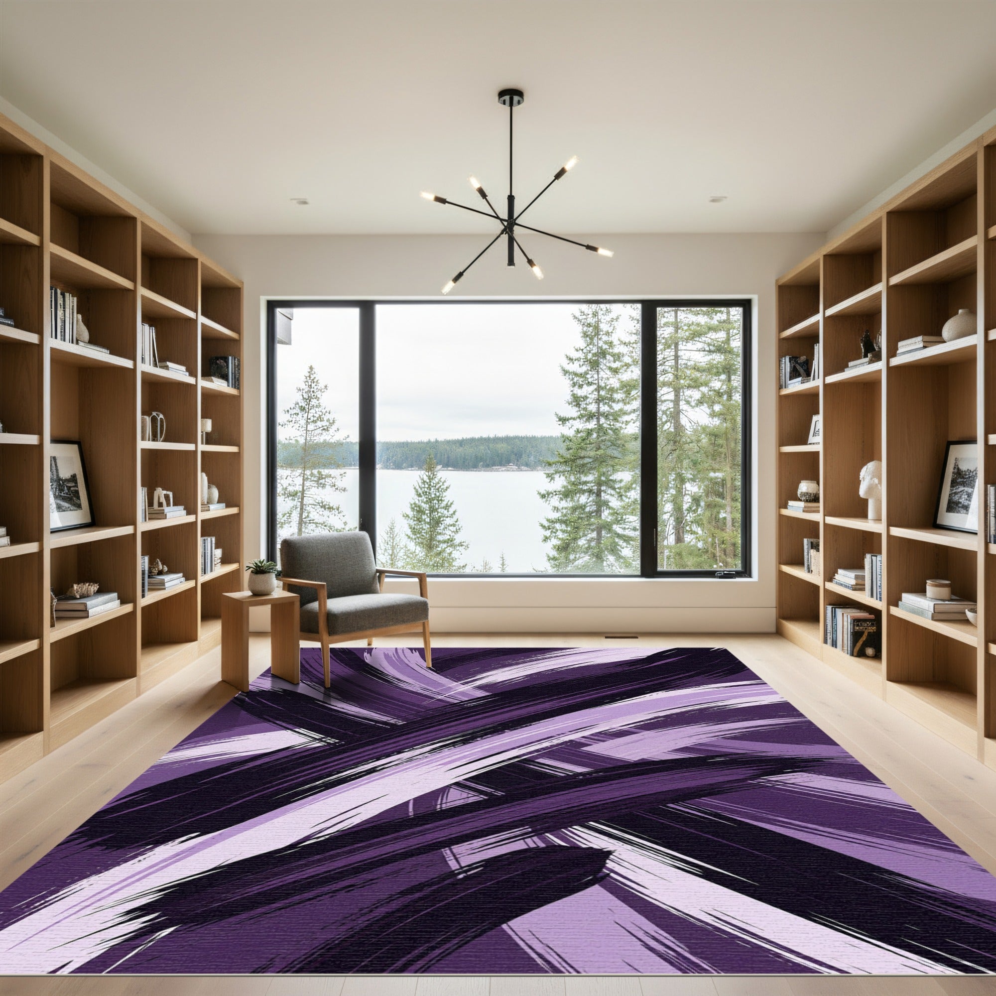 Deep Plum Abstract Brush Stroke Rug