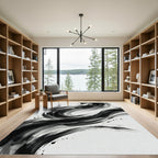 Monochromatic Ink Swirl Abstract Rug