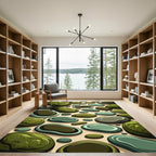 Varied Green Smooth River Rock Arrangement Rug