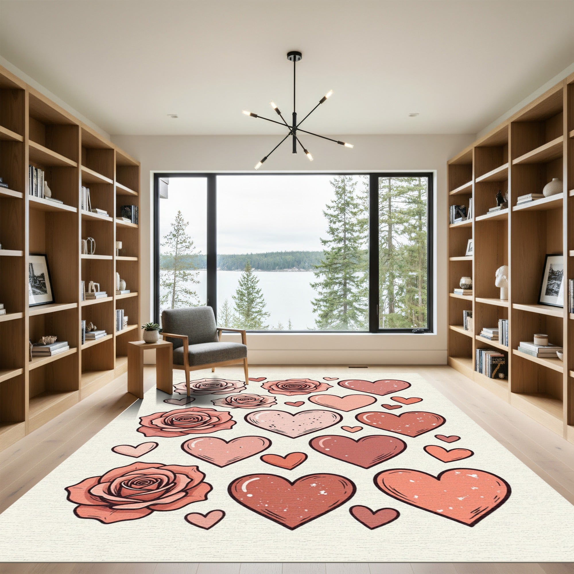 Blush Rose And Heart Sticker Sheet Rug
