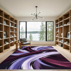 Abstract Plum and Lavender Swirl Rug