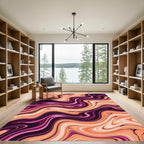 Vibrant Pink Orange Swirl Marbled Rug