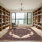 Antique Blush Floral Scrolled Medallion Rug