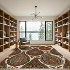 Ornate Amber Paisley Teardrop Rug