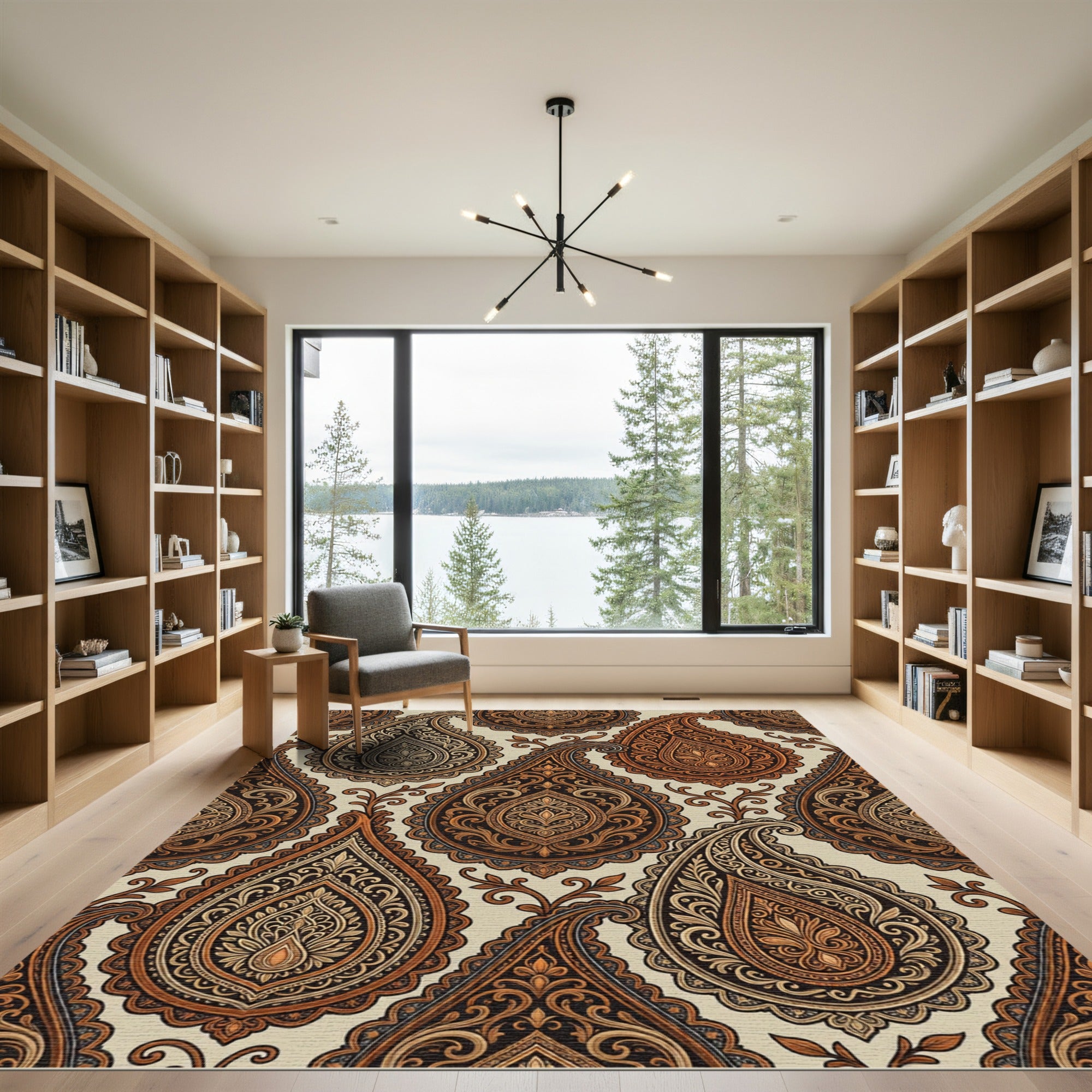 Ornate Amber Paisley Teardrop Rug