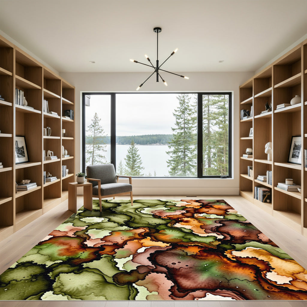 Earthy Tones Organic Fluid Abstract Rug