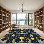 Golden Champion Trophy Medal Navy Backdrop Rug