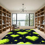 Neon Lime Pixelated Heart Constellation Rug