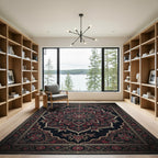 Dark Crimson Ornate Floral Medallion Rug
