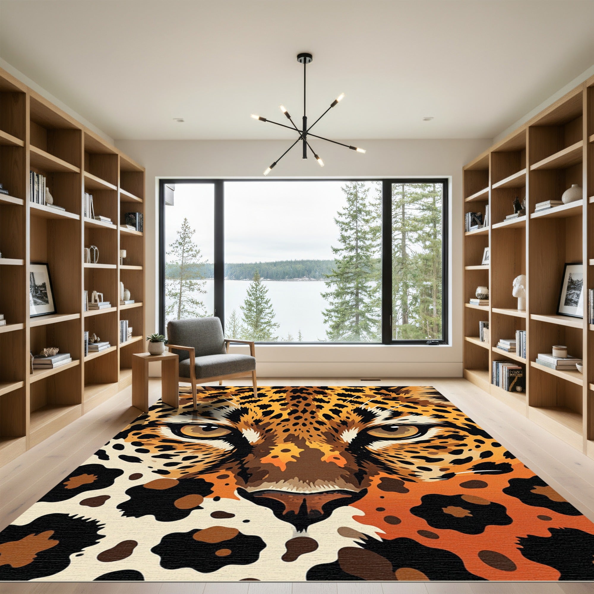 Vibrant Golden Leopard Face Close-up Rug