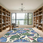 Blue Pink Morning Glory Vine Rug