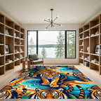 Vibrant Orange Tiger Tropical River Rug