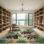 Lush Tropical Rainforest Wildlife Meadow Rug