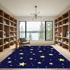 Navy Blue Starry Night Sky Rug