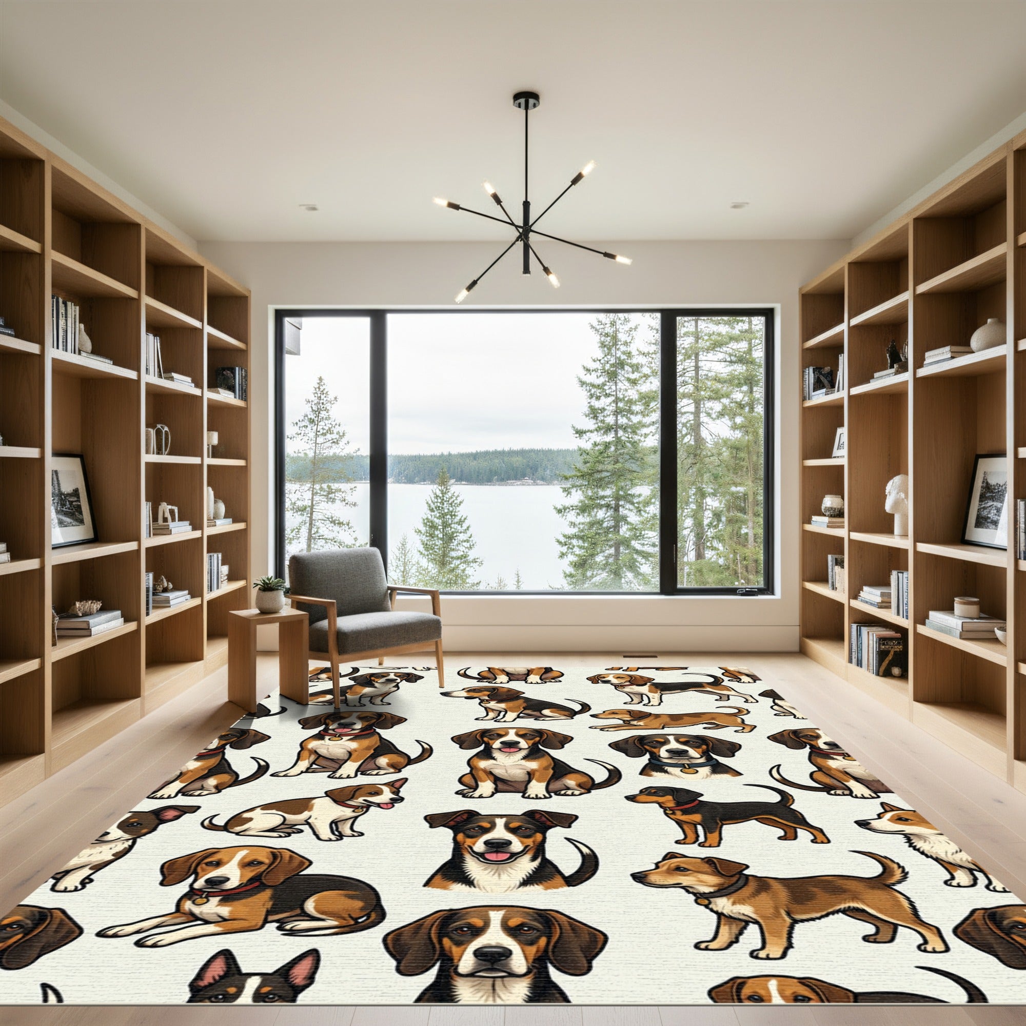 Playful Beagle Puppy Cream Illustration Rug