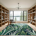 Lush Green Botanical Rainforest Foliage Rug