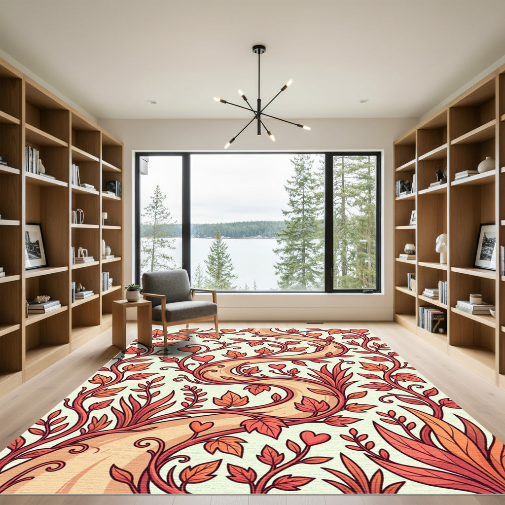 Crimson Heart Vine Botanical Art Rug
