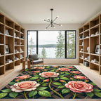 Blush Rose Trellis Floral Lattice Rug