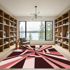 Crimson Rays Geometric Abstract Rug