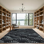 Dark Grey Fan Waves Rug