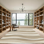 Minimalist Neutral Earthy Wavy Layered Rug
