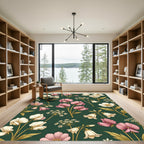Pink Cream Floral Botanical Garden Rug