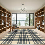 Monochrome Plaid Linear Interruption Rug