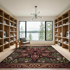 Deep Burgundy Floral Paisley Medallion Rug