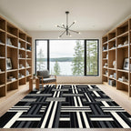 Modern Monochromatic Interwoven Striped Weave Rug
