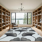 Dark Ginkgo Leaves Silhouette Rug