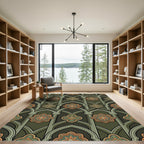 Sage Green Gothic Arch Floral Medallion Rug