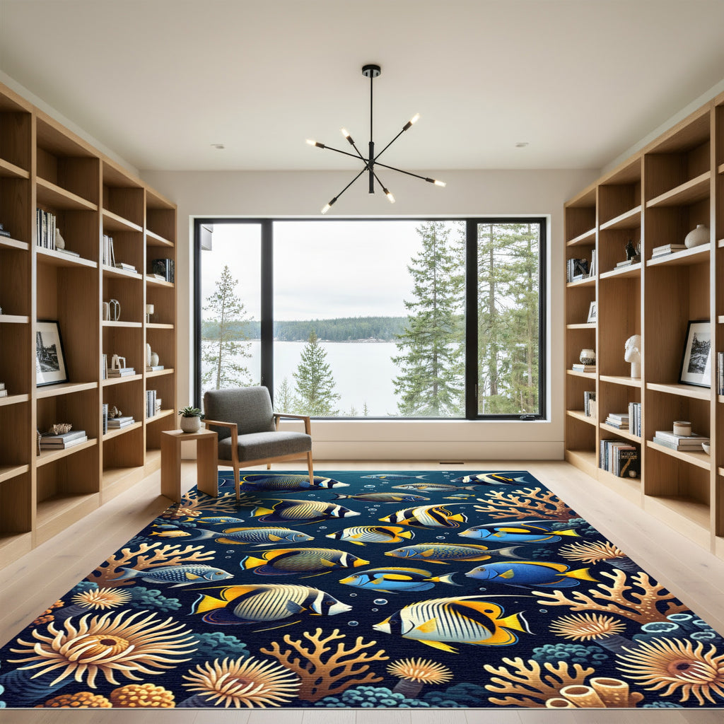 Vibrant Tropical Reef Fish Oceanscape Rug