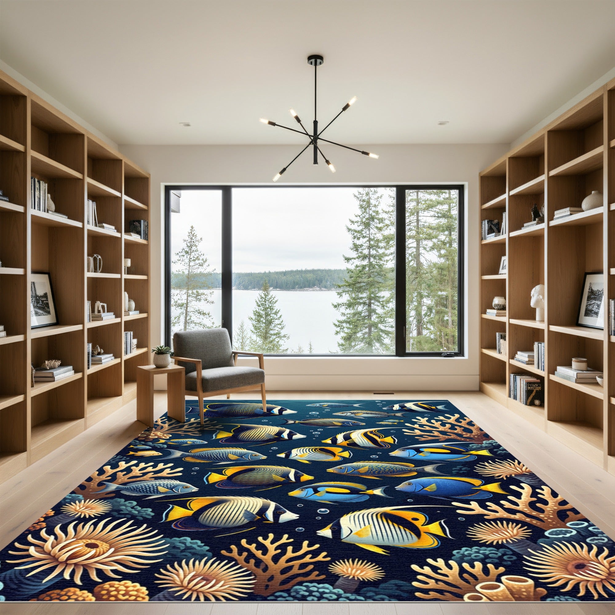 Vibrant Tropical Reef Fish Oceanscape Rug