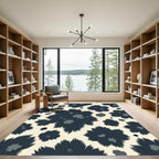 Moody Abstract Charcoal Floral Cream Backdrop Rug