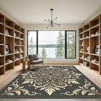 Ornate gold acanthus scrollwork medallion Rug