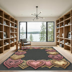 Vintage Lace Hearts Pink Gold Rug