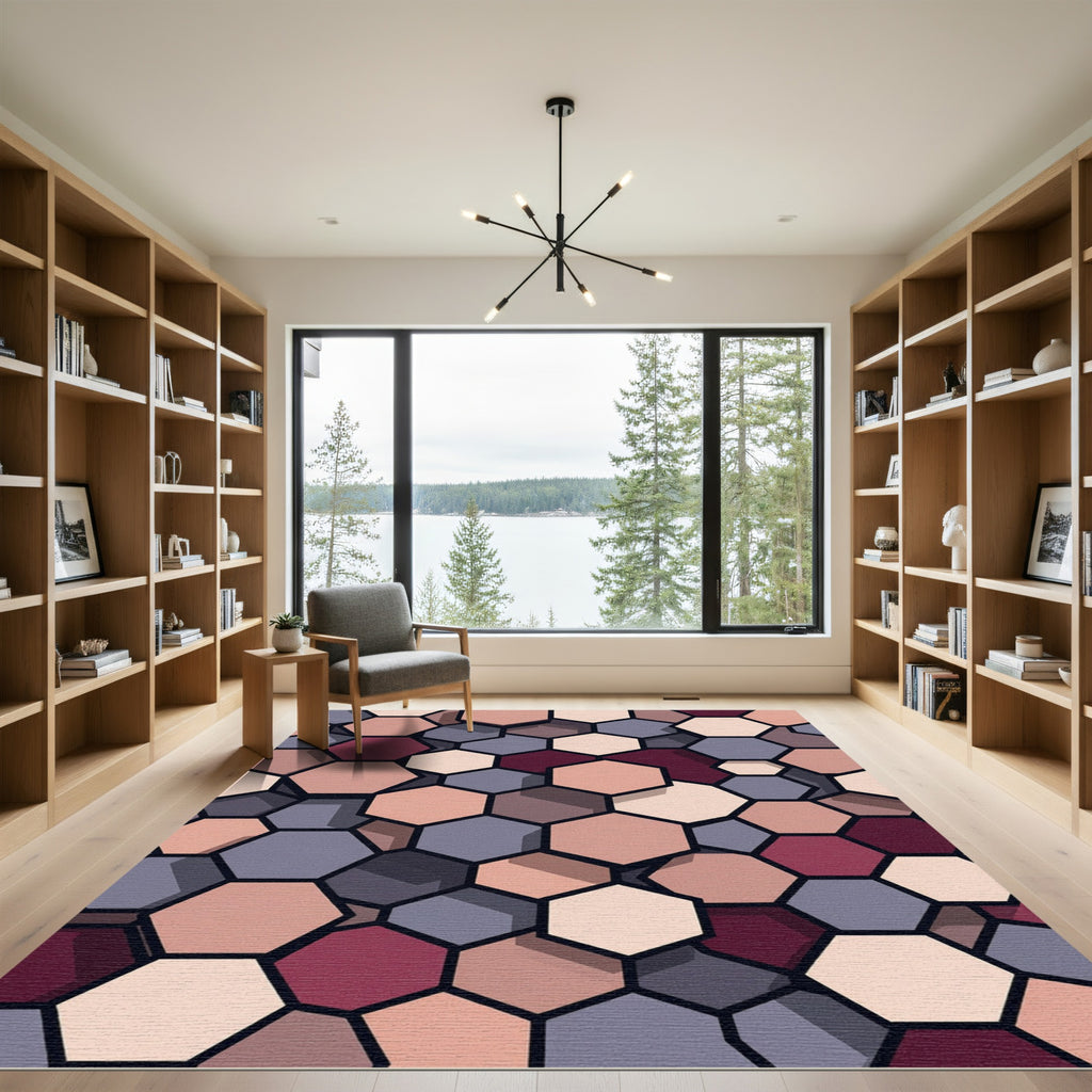 Modern Geometric Hexagon Shades Rug