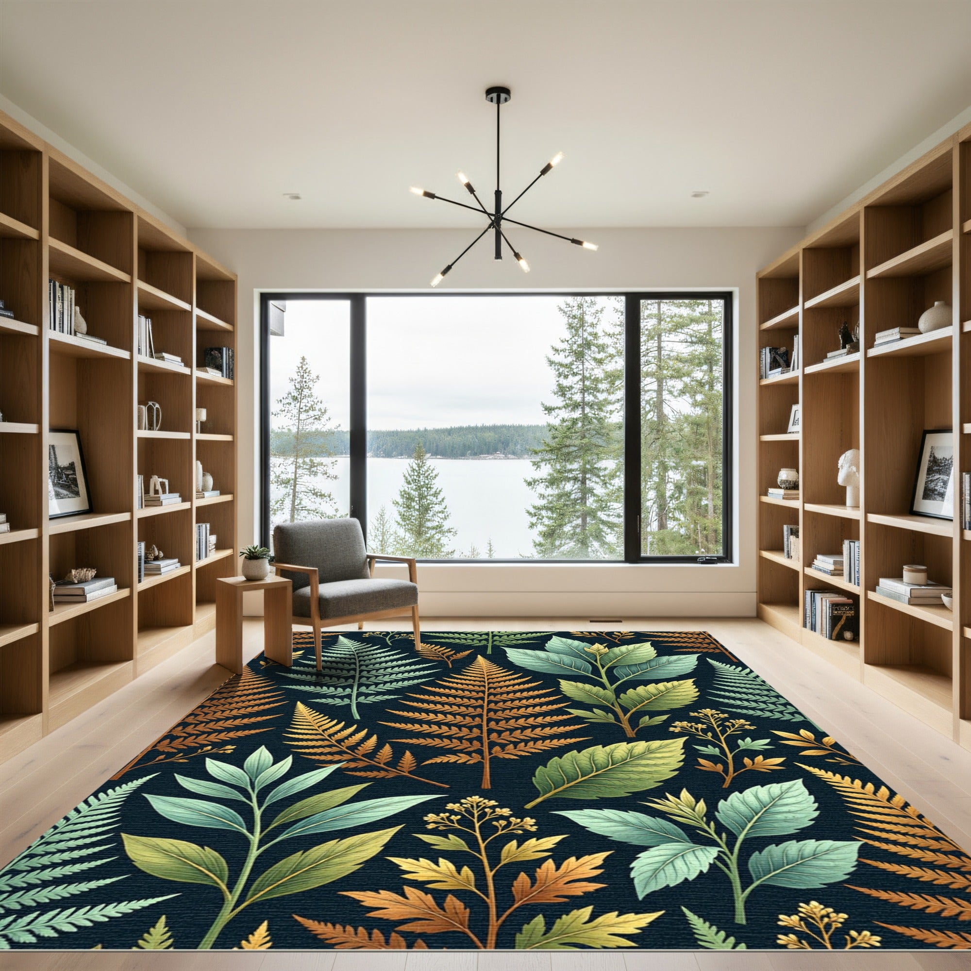 Botanical Fern Forest Earthy Tone Texture Rug