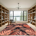 Salmon Tropical Palm Leaf Collage Rug