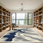 Abstract Obsidian Topographic Mountain Wave Rug